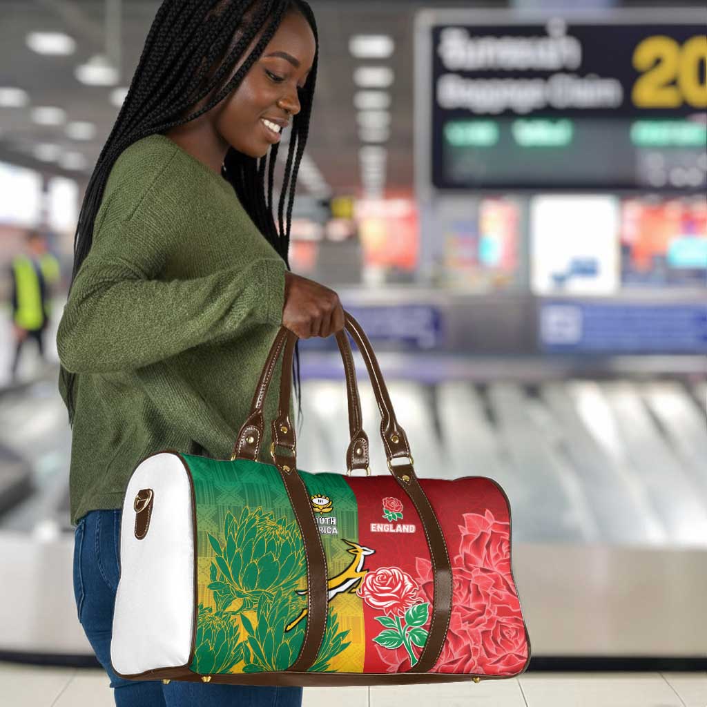 South Africa And England Rugby Travel Bag Springboks And Red Rose Together - Wonder Print Shop
