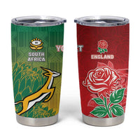 South Africa And England Rugby Custom Tumbler Cup Springboks And Red Rose Together - Wonder Print Shop