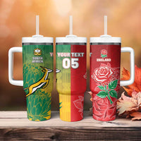 South Africa And England Rugby Custom Tumbler With Handle Springboks And Red Rose Together - Wonder Print Shop
