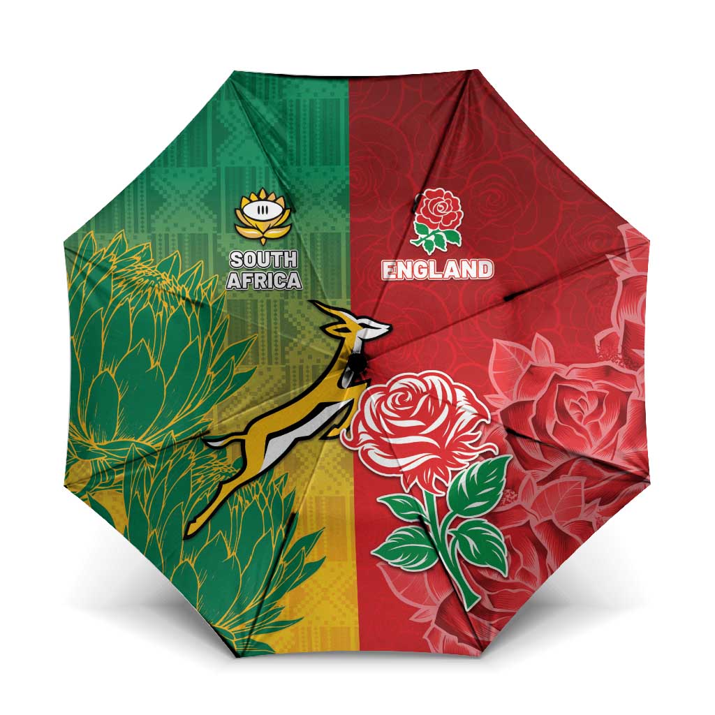 South Africa And England Rugby Umbrella Springboks And Red Rose Together - Wonder Print Shop