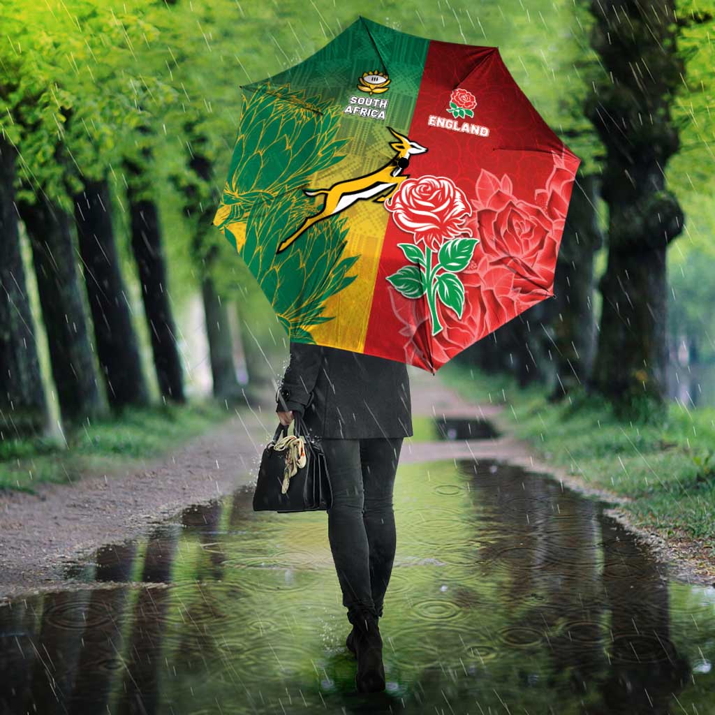 South Africa And England Rugby Umbrella Springboks And Red Rose Together - Wonder Print Shop