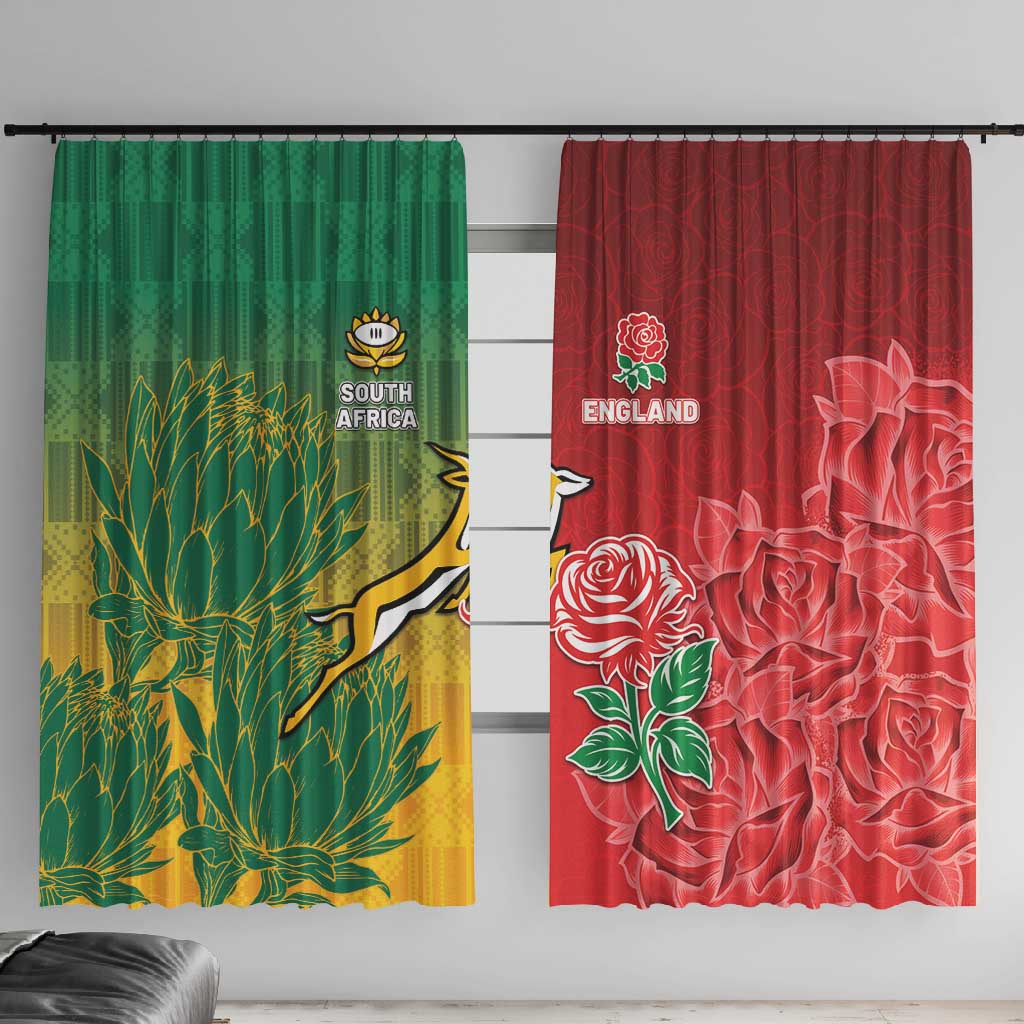 South Africa And England Rugby Window Curtain Springboks And Red Rose Together - Wonder Print Shop