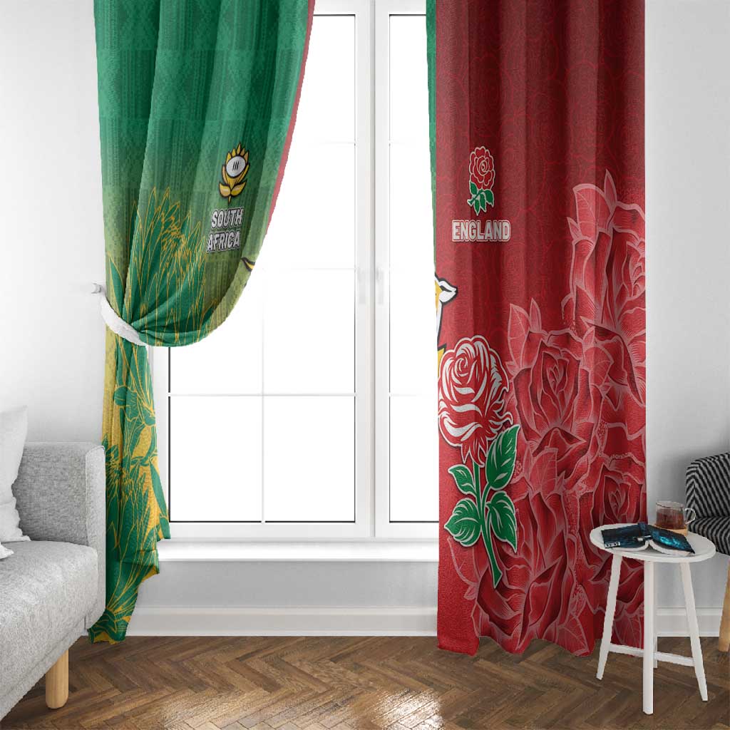South Africa And England Rugby Window Curtain Springboks And Red Rose Together - Wonder Print Shop