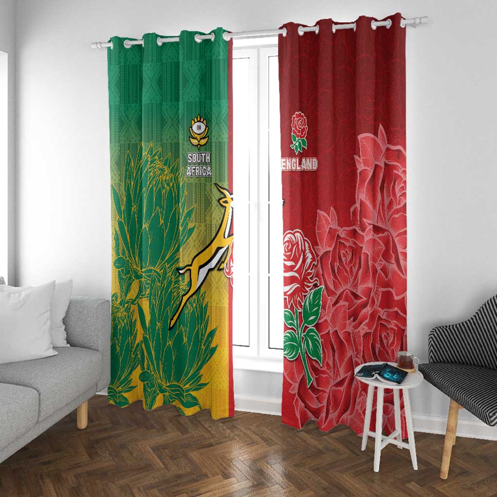 South Africa And England Rugby Window Curtain Springboks And Red Rose Together - Wonder Print Shop