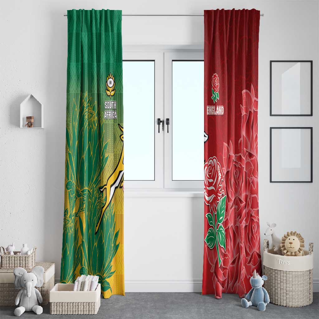South Africa And England Rugby Window Curtain Springboks And Red Rose Together - Wonder Print Shop
