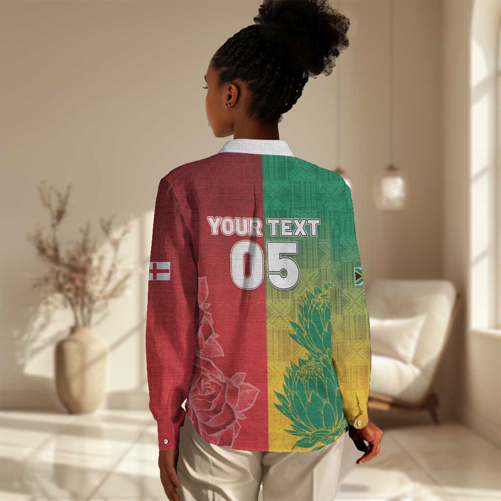 South Africa And England Rugby Custom Women Casual Shirt Springboks And Red Rose Together - Wonder Print Shop