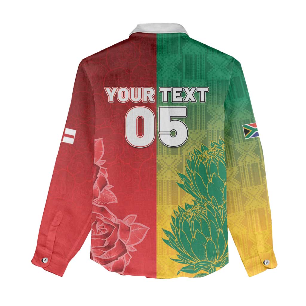 South Africa And England Rugby Custom Women Casual Shirt Springboks And Red Rose Together - Wonder Print Shop