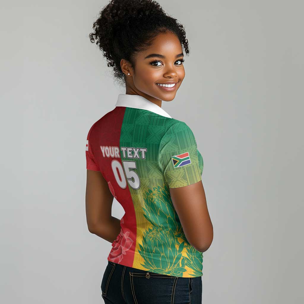 South Africa And England Rugby Custom Women Polo Shirt Springboks And Red Rose Together - Wonder Print Shop