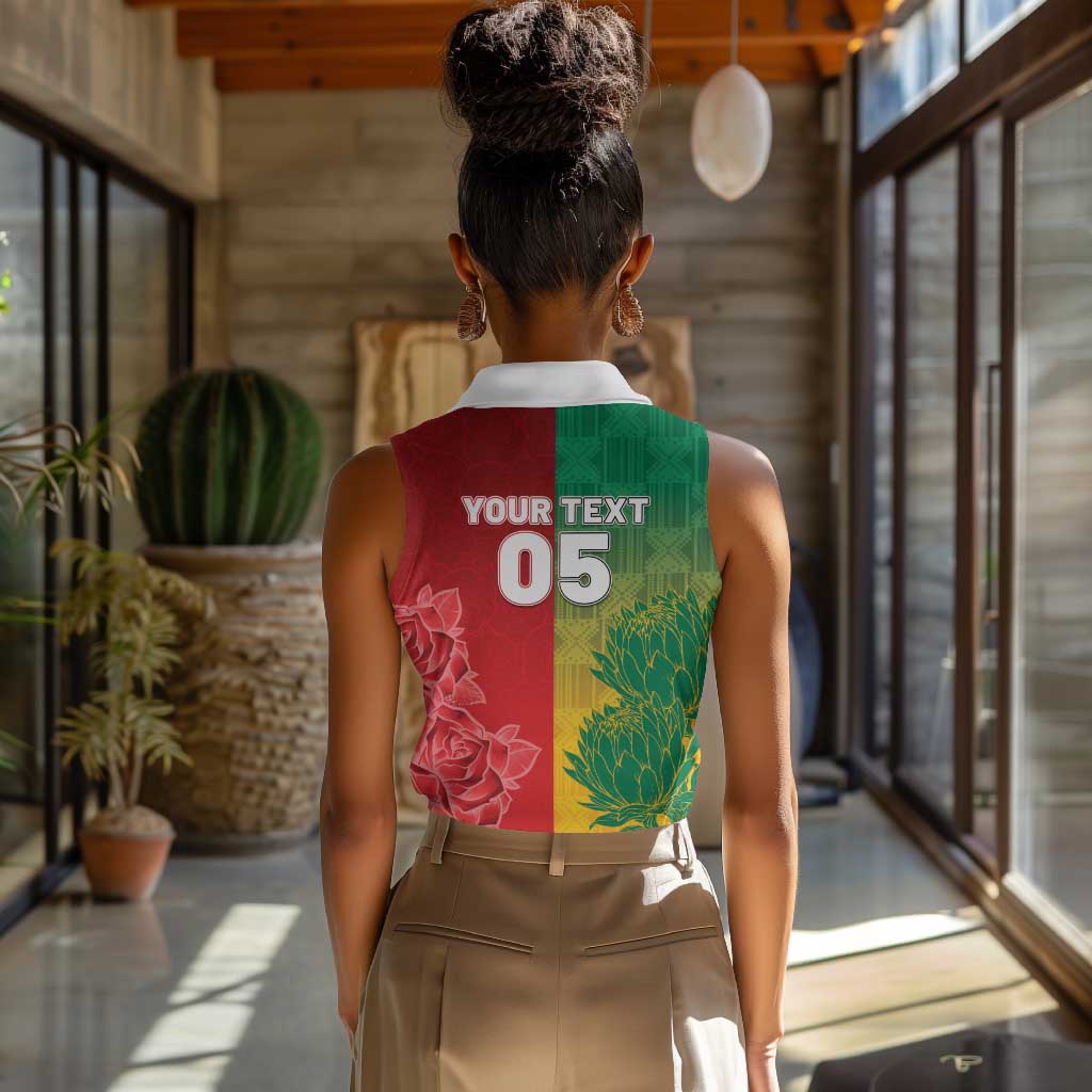 South Africa And England Rugby Custom Women Sleeveless Polo Shirt Springboks And Red Rose Together - Wonder Print Shop