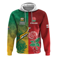 South Africa And England Rugby Custom Zip Hoodie Springboks And Red Rose Together - Wonder Print Shop