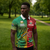 South Africa And England Rugby Custom Zipper Polo Shirt Springboks And Red Rose Together - Wonder Print Shop