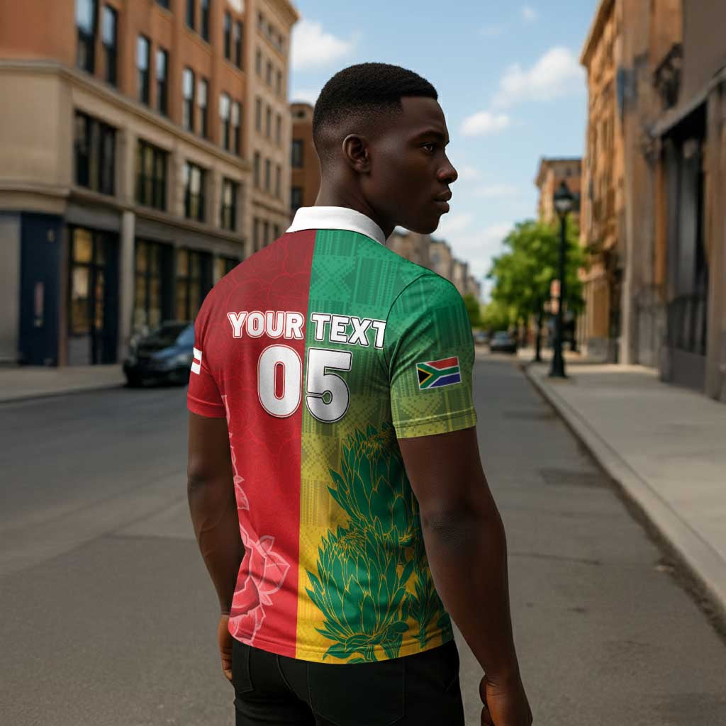 South Africa And England Rugby Custom Zipper Polo Shirt Springboks And Red Rose Together - Wonder Print Shop