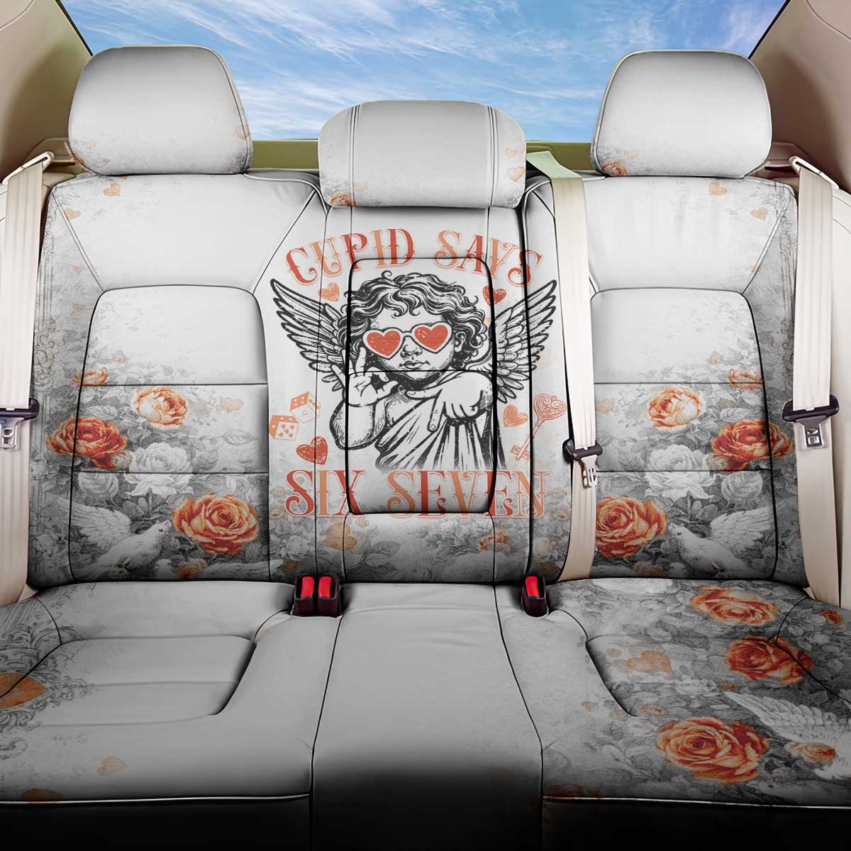 Funny Valentines Day Back Car Seat Cover Cupid Says 67