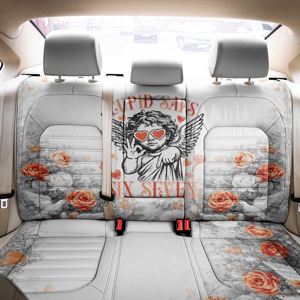 Funny Valentines Day Back Car Seat Cover Cupid Says 67