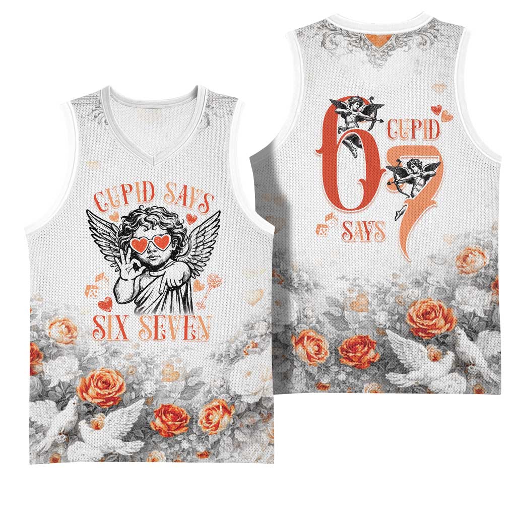 Funny Valentines Day Basketball Jersey Cupid Says 67