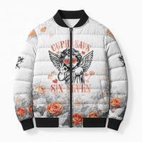 Funny Valentines Day Bomber Puffer Jacket Cupid Says 67