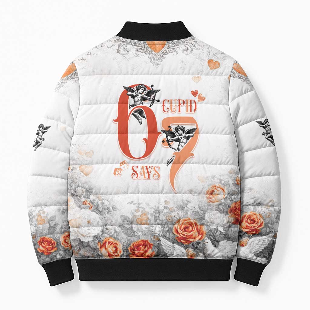 Funny Valentines Day Bomber Puffer Jacket Cupid Says 67