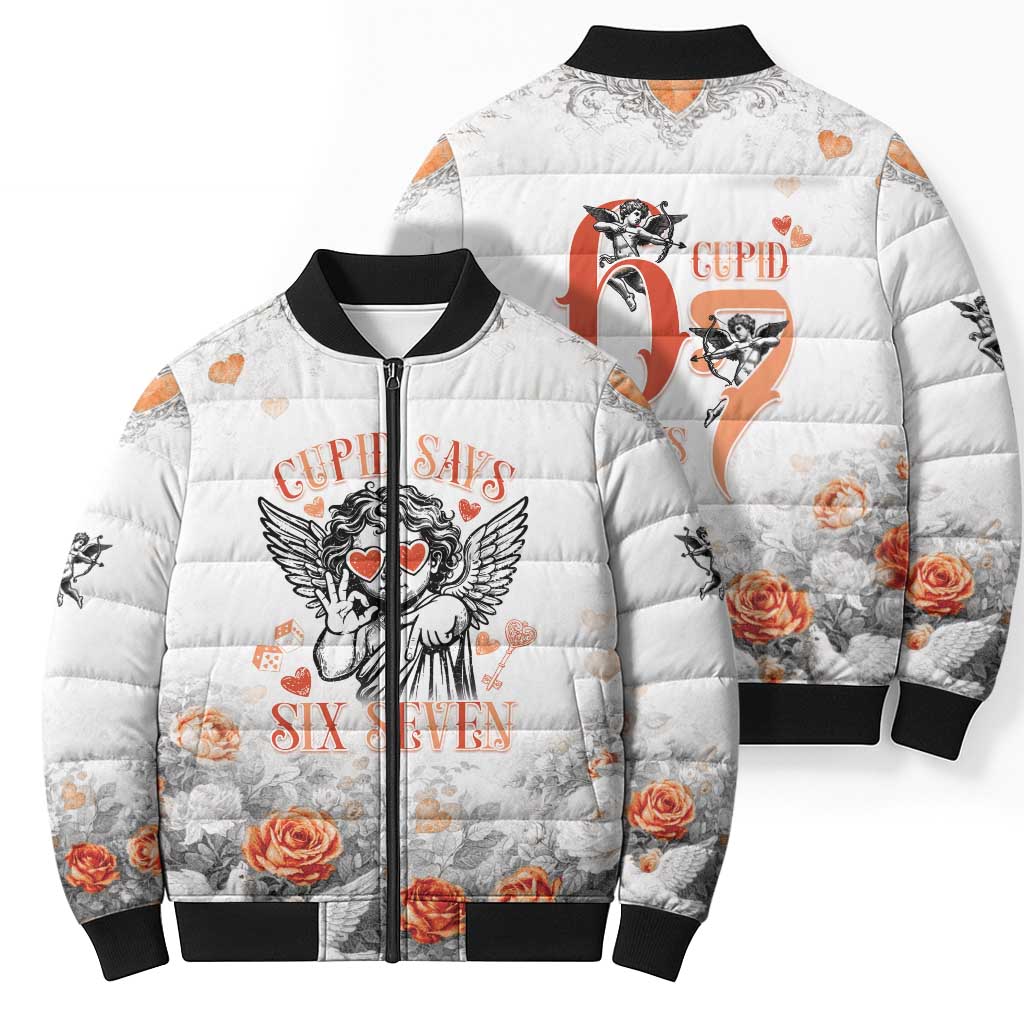 Funny Valentines Day Bomber Puffer Jacket Cupid Says 67