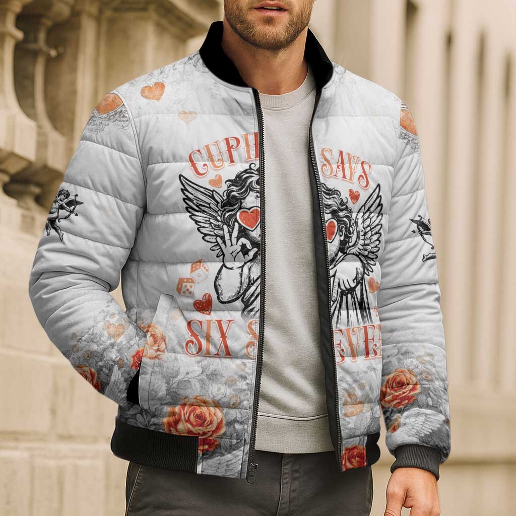 Funny Valentines Day Bomber Puffer Jacket Cupid Says 67