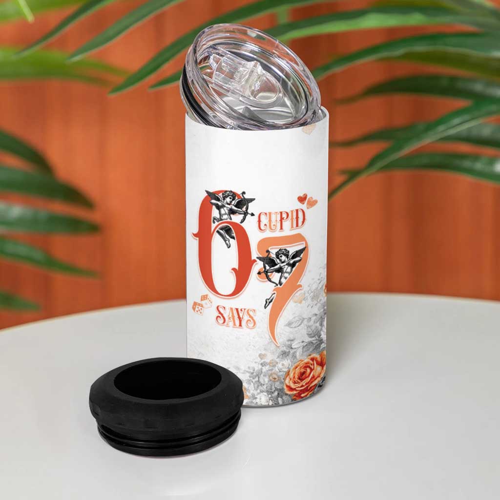 Funny Valentines Day 4 in 1 Can Cooler Tumbler Cupid Says 67