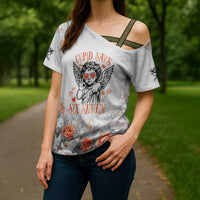 Funny Valentines Day Cross Shoulder Shirt Cupid Says 67