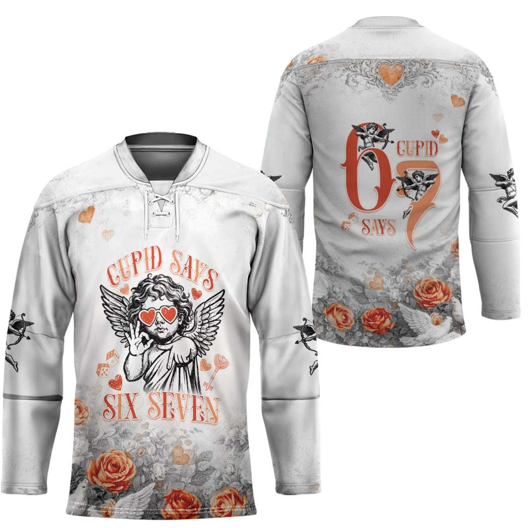 Funny Valentines Day Hockey Jersey Cupid Says 67