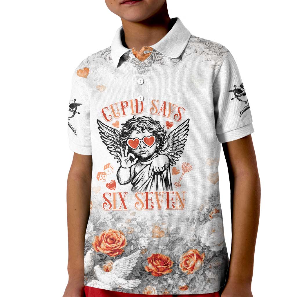 Funny Valentines Day Kid Polo Shirt Cupid Says 67