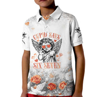 Funny Valentines Day Kid Polo Shirt Cupid Says 67