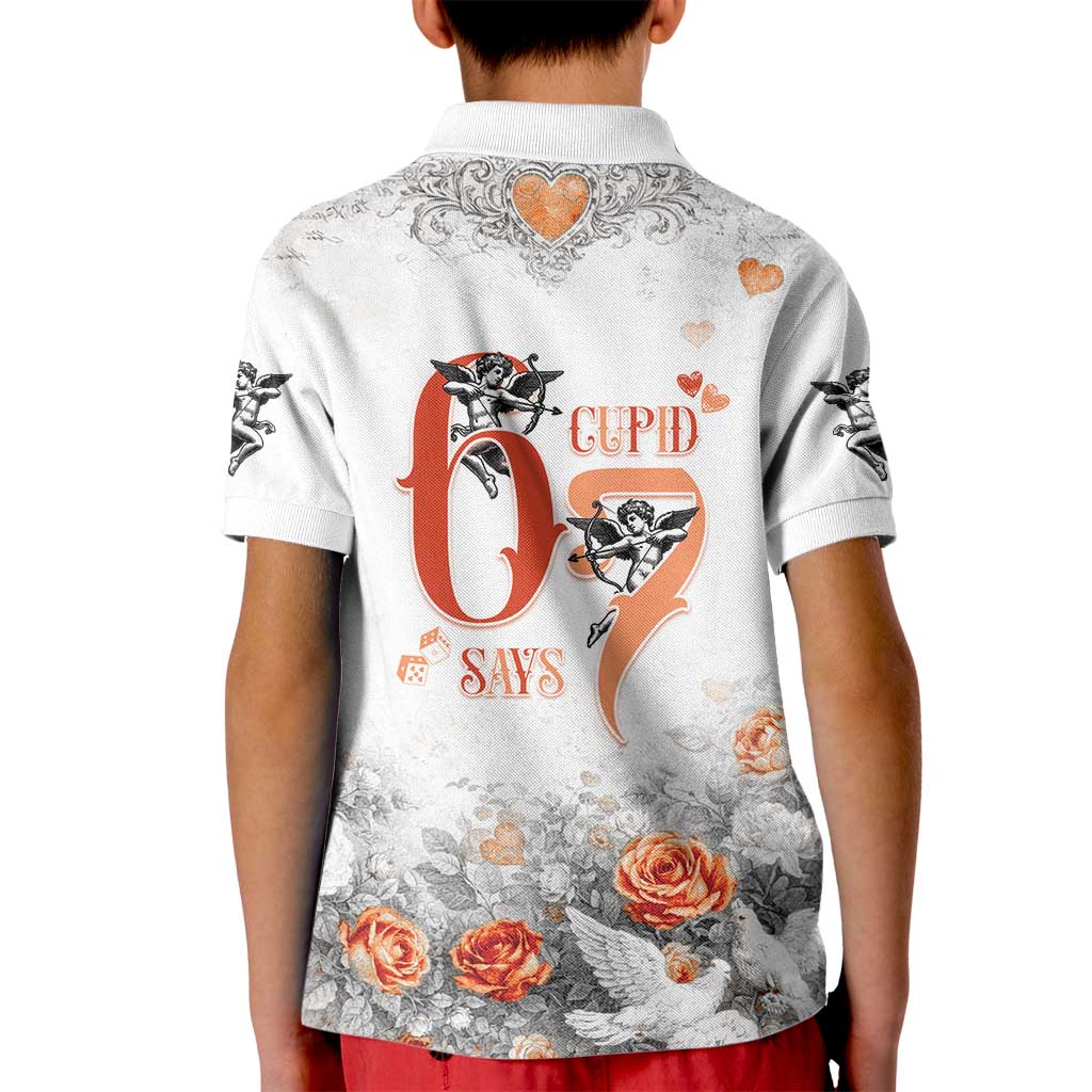 Funny Valentines Day Kid Polo Shirt Cupid Says 67
