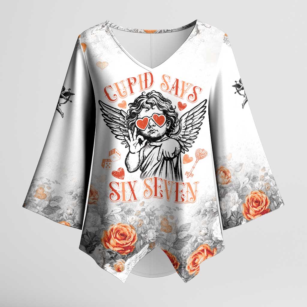 Funny Valentines Day Kimono Sleeve Blouse Cupid Says 67