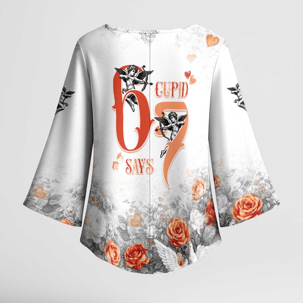 Funny Valentines Day Kimono Sleeve Blouse Cupid Says 67