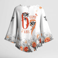 Funny Valentines Day Kimono Sleeve Blouse Cupid Says 67