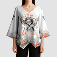 Funny Valentines Day Kimono Sleeve Blouse Cupid Says 67