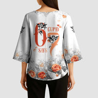 Funny Valentines Day Kimono Sleeve Blouse Cupid Says 67