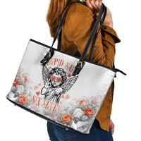 Funny Valentines Day Leather Tote Bag Cupid Says 67