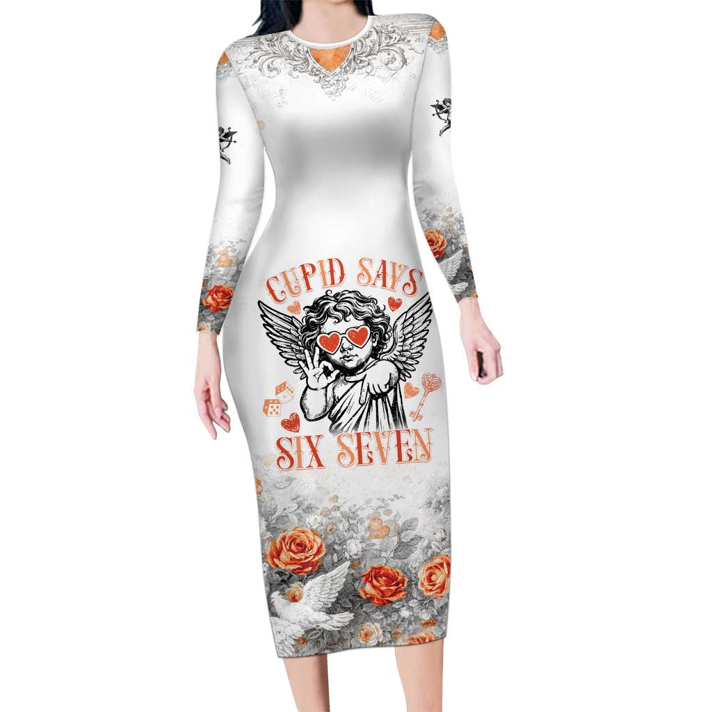 Funny Valentines Day Long Sleeve Bodycon Dress Cupid Says 67