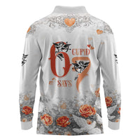 Funny Valentines Day Long Sleeve Polo Shirt Cupid Says 67
