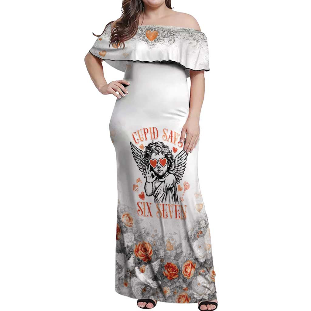 Funny Valentines Day Off Shoulder Maxi Dress Cupid Says 67