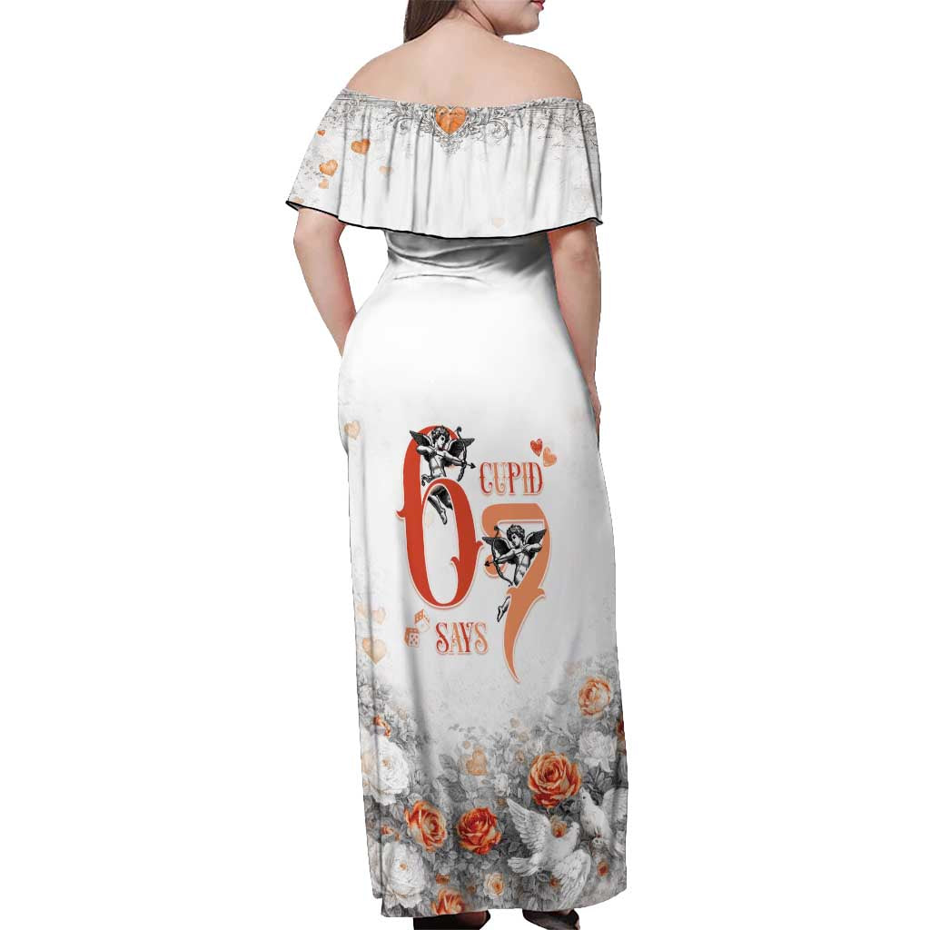Funny Valentines Day Off Shoulder Maxi Dress Cupid Says 67