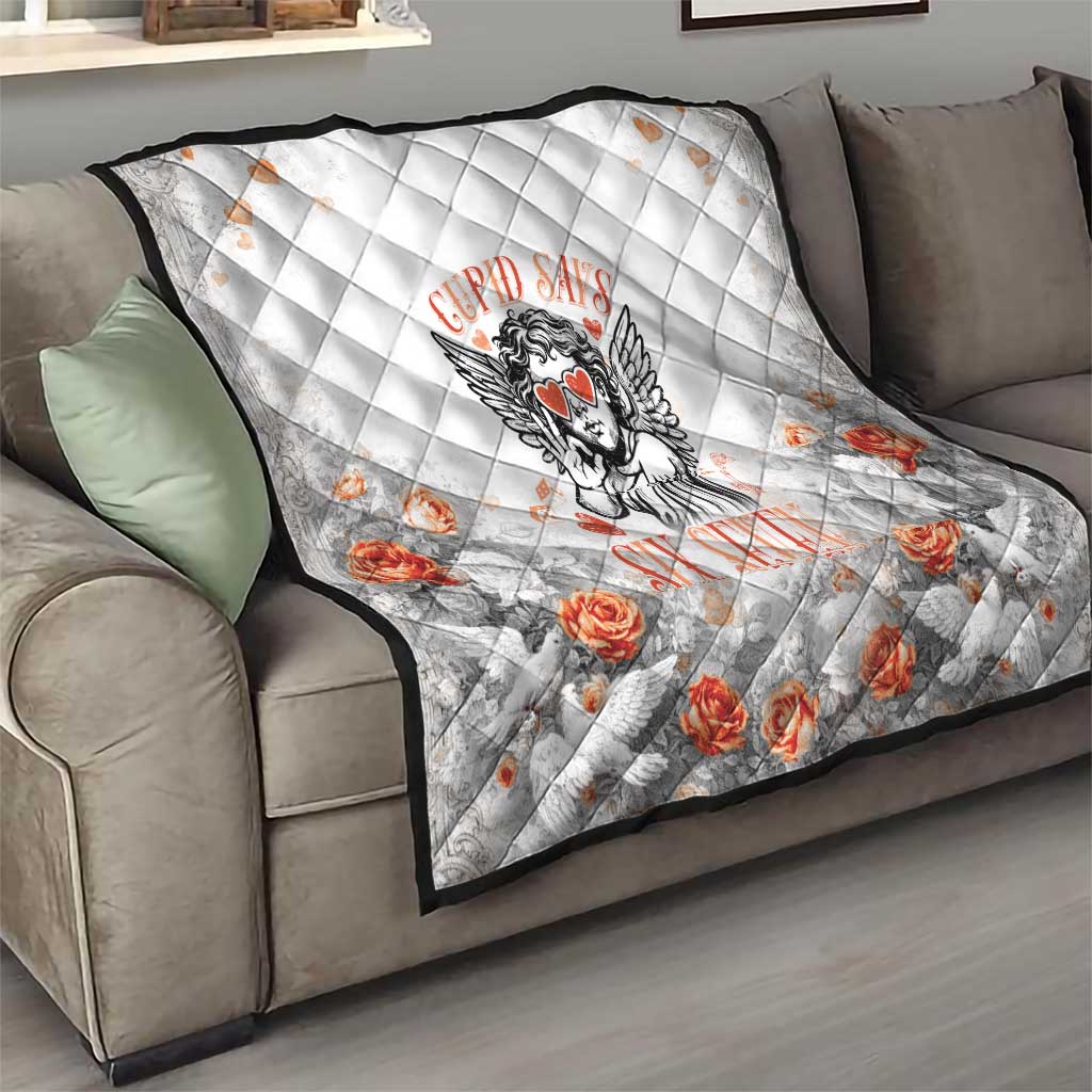 Funny Valentines Day Quilt Cupid Says 67