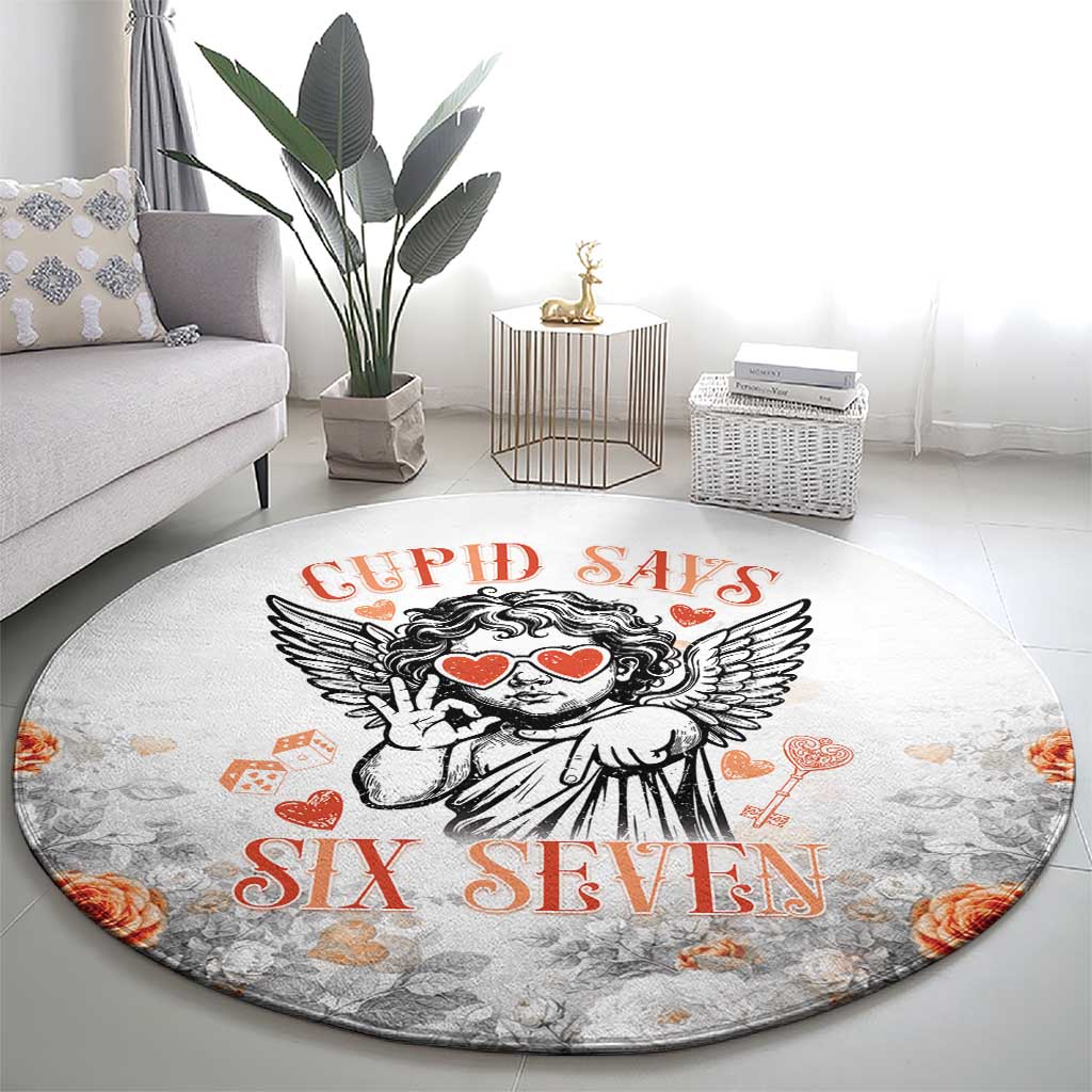 Funny Valentines Day Round Carpet Cupid Says 67