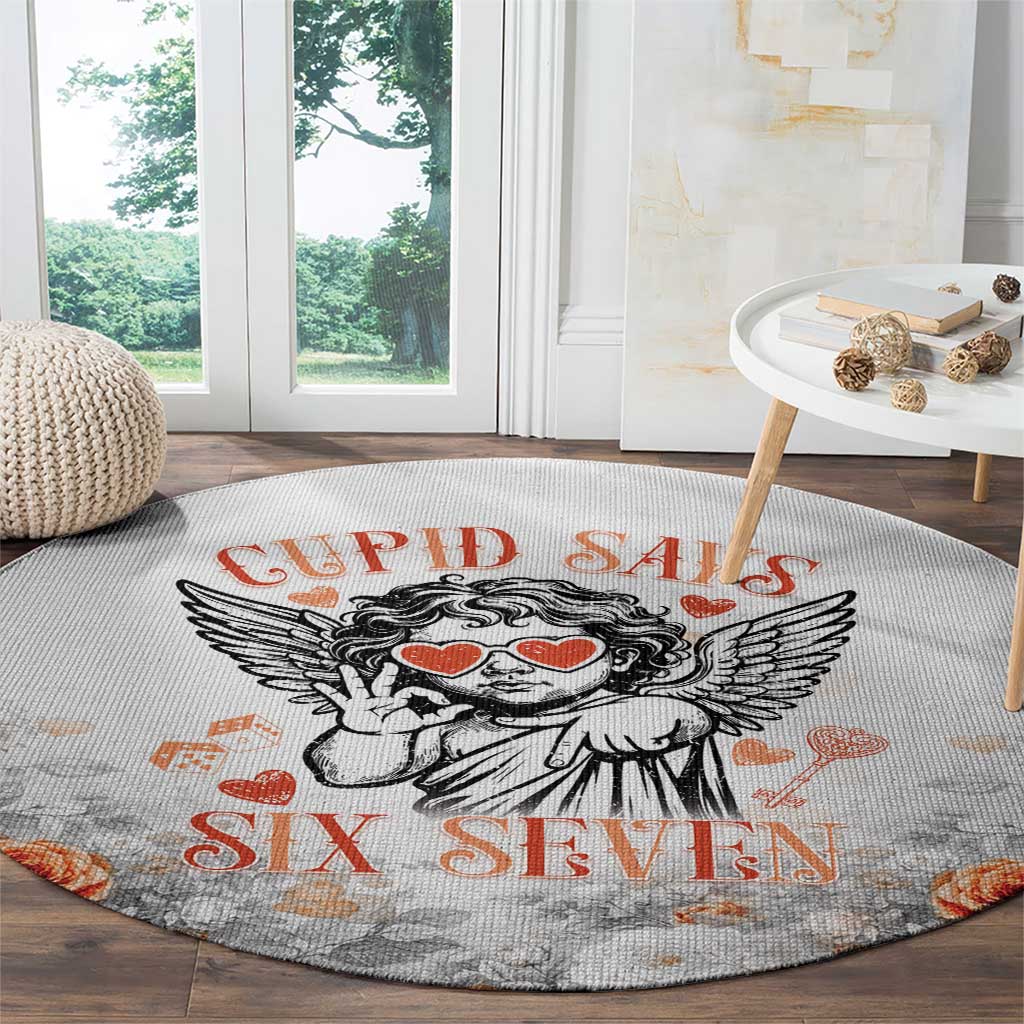 Funny Valentines Day Round Carpet Cupid Says 67