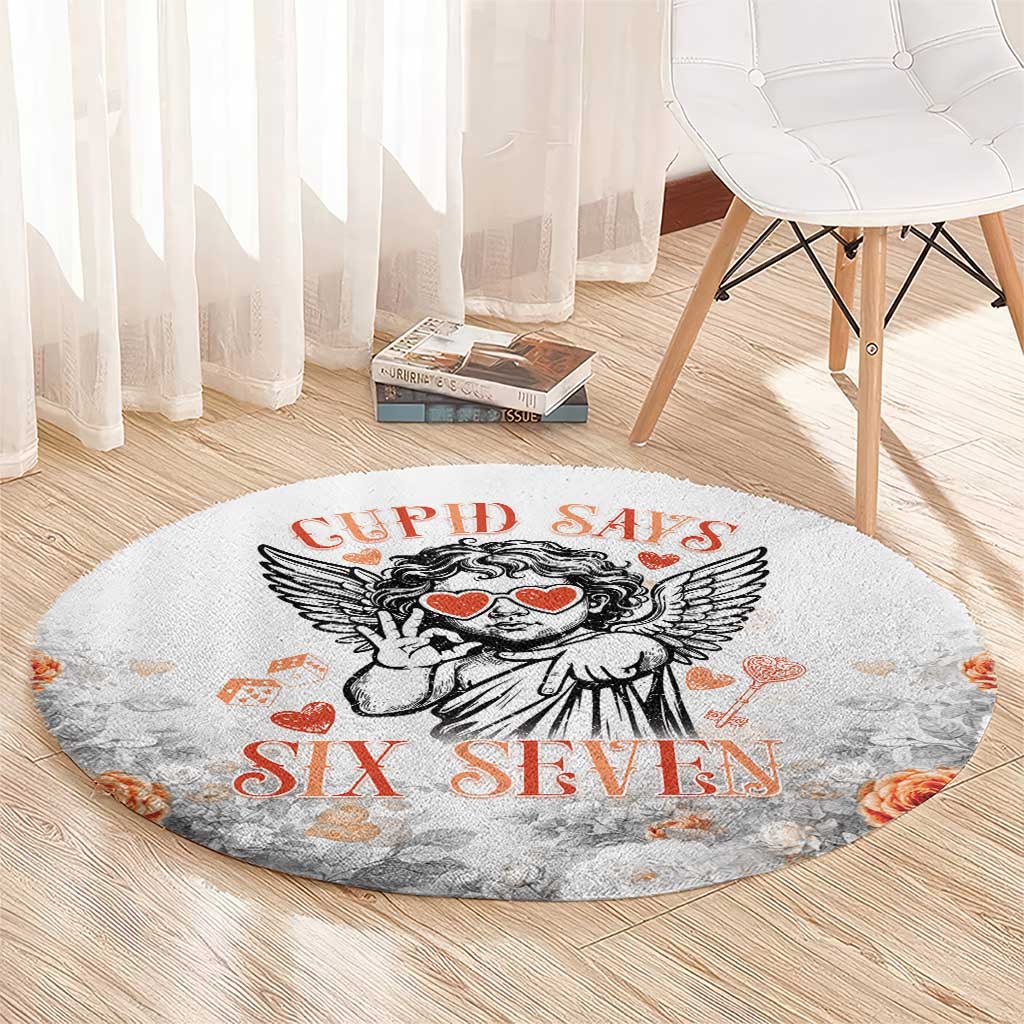 Funny Valentines Day Round Carpet Cupid Says 67