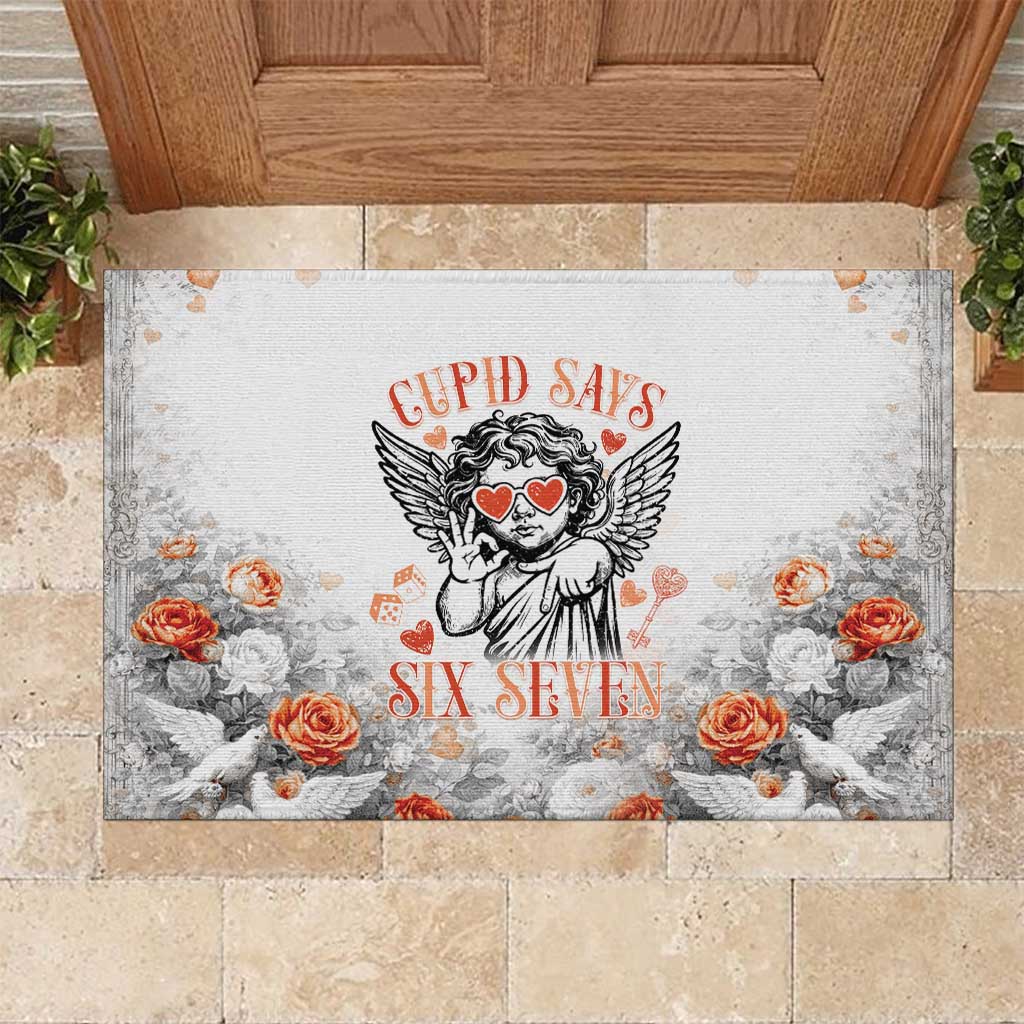 Funny Valentines Day Rubber Doormat Cupid Says 67