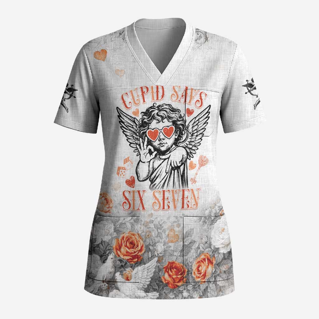 Funny Valentines Day Scrub Top Cupid Says 67
