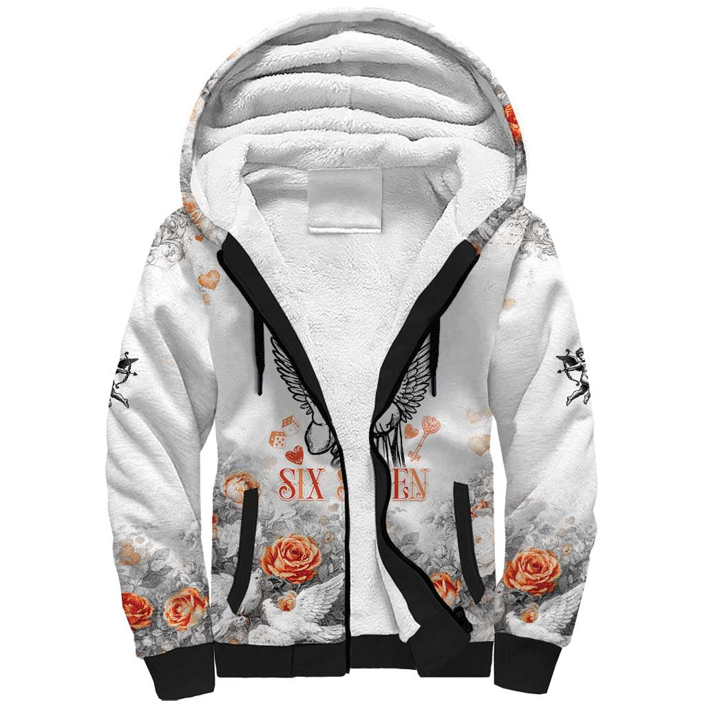 Funny Valentines Day Sherpa Hoodie Cupid Says 67