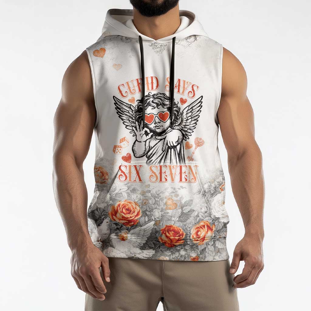 Funny Valentines Day Sleeveless Hoodie Cupid Says 67