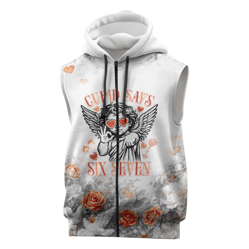 Funny Valentines Day Sleeveless Zip Hoodie Cupid Says 67