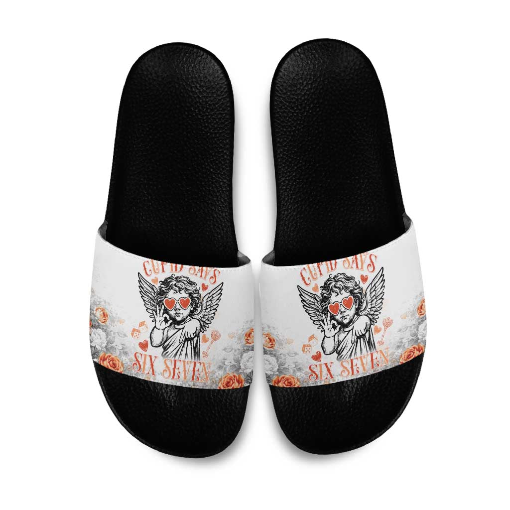 Funny Valentines Day Slide Sandals Cupid Says 67