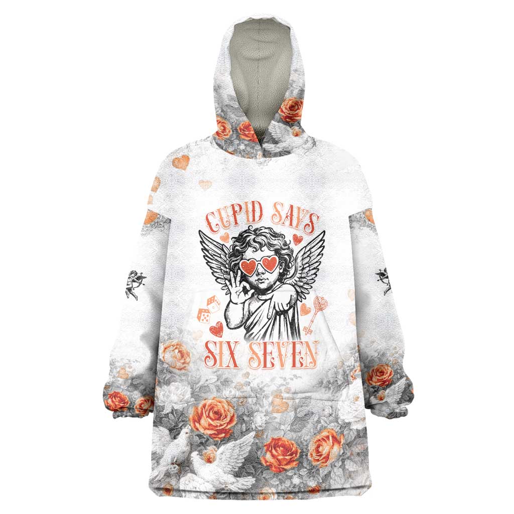 Funny Valentines Day Wearable Blanket Hoodie Cupid Says 67
